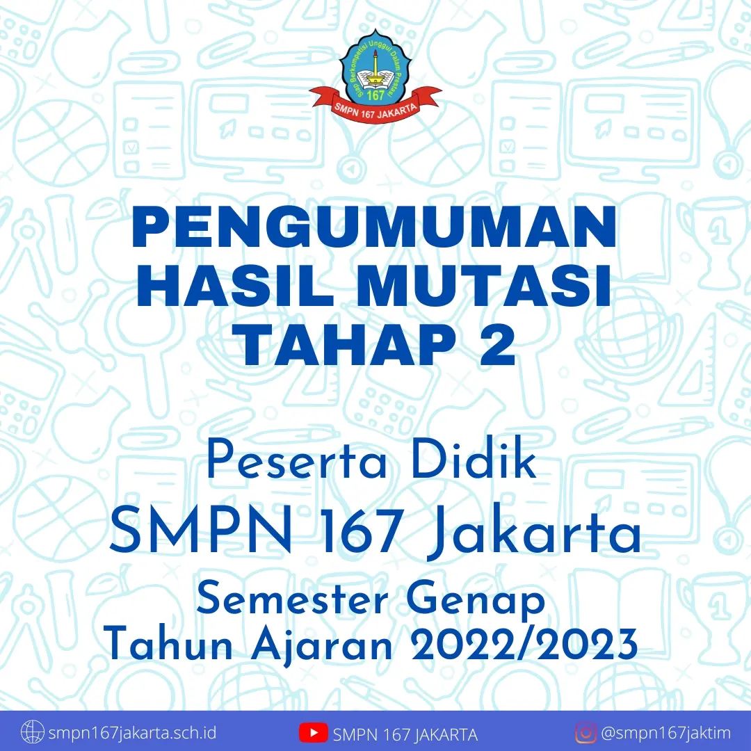 Pengumuman Hasil Mutasi Masuk Peserta Didik Semester Genap Tahap 2 Tahun Ajaran 2022/2023