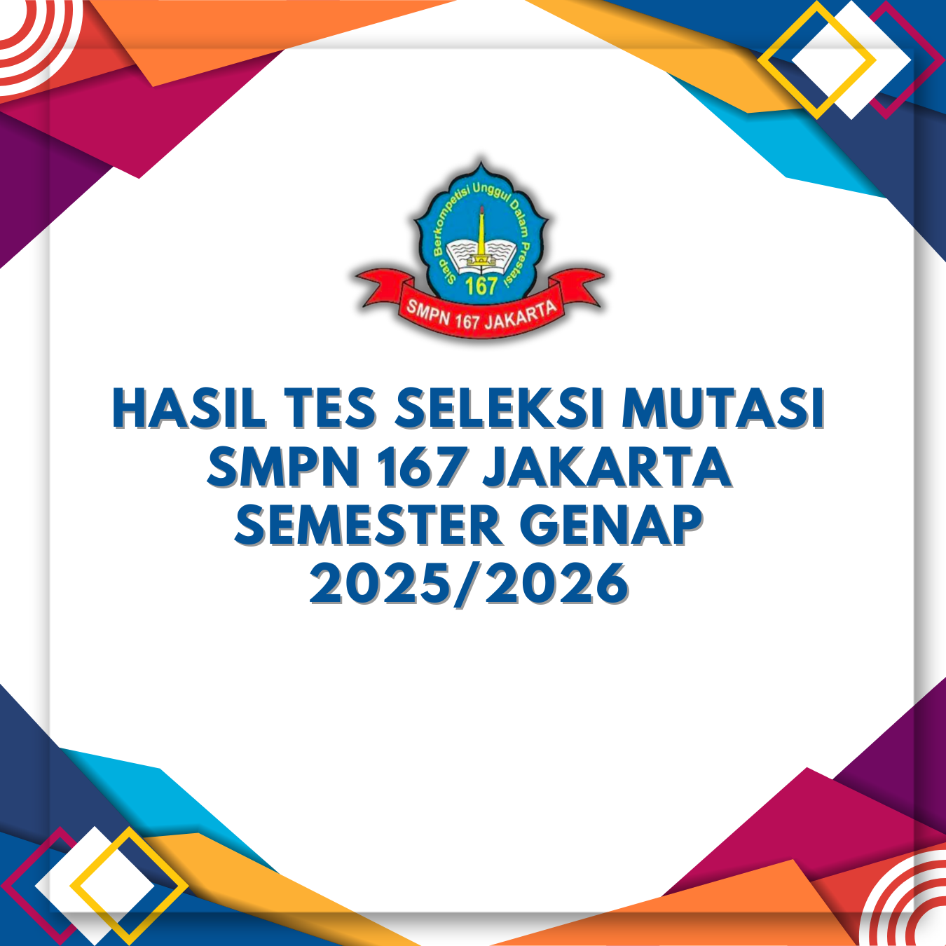 HASIL TES SELEKSI MUTASI SMPN 167 JAKARTA SEMESTER GENAP 2025/2026